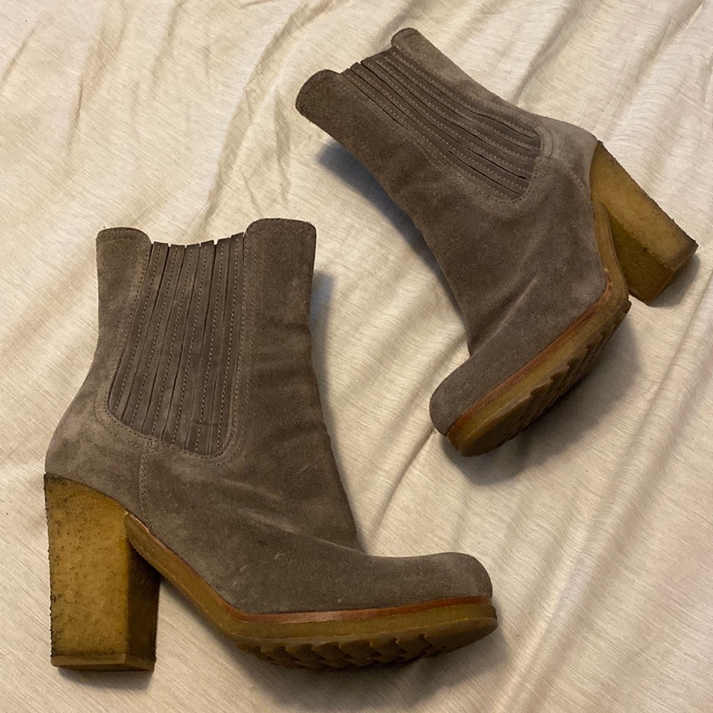 Prada Gray Suede Ankle Boots